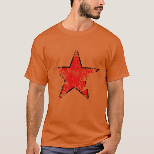 T-shirt Étoile rouge d'aspect vintage (Devant)