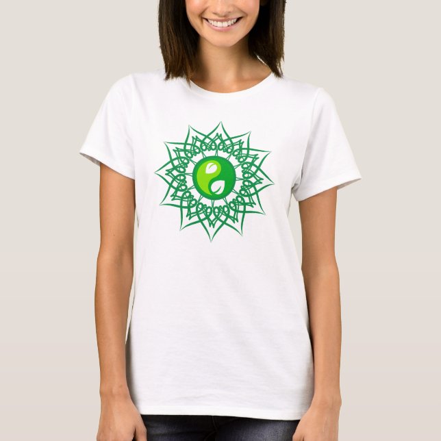 T-shirt Etoile verte aux feuilles vertes Yin Yang (Devant)