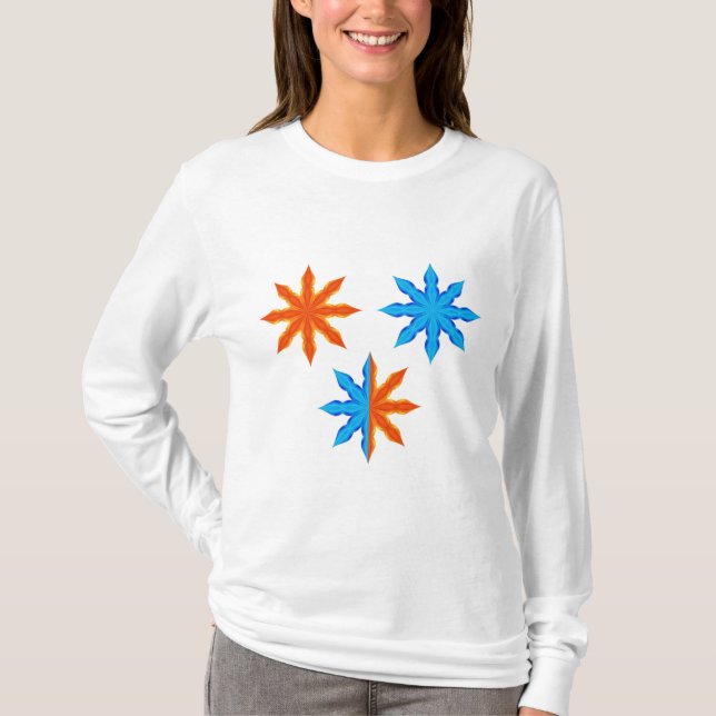 T-shirt Étoiles à huit branches de feu et de glace (Devant)