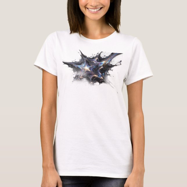 T-shirt Étoiles Abstraites Or Élégant Design Original (Devant)