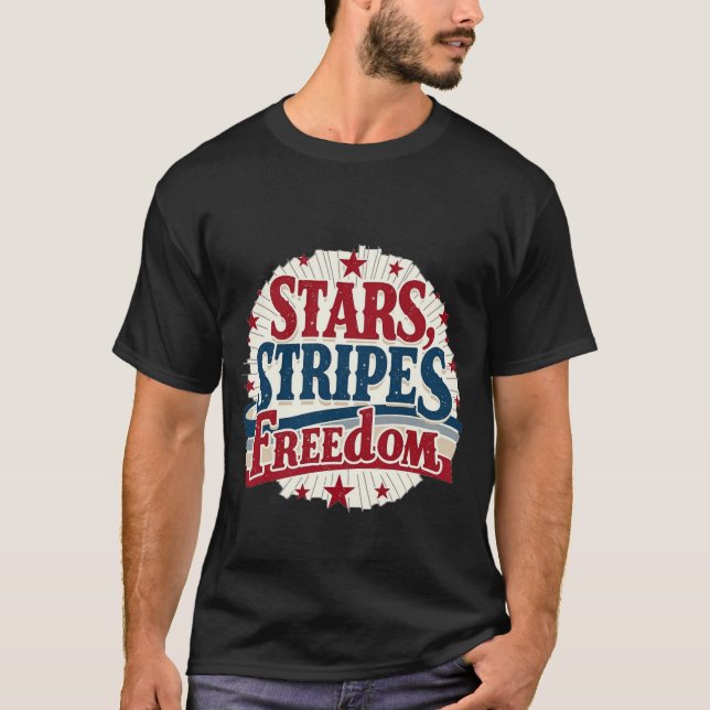 T-shirt Étoiles, bandes et liberté (Devant)
