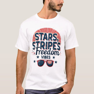 T-shirt Étoiles, bandes & Vibes de liberté