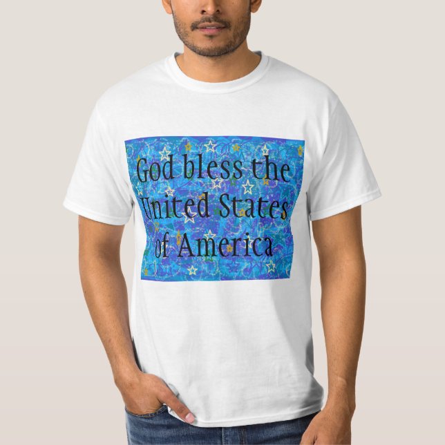 T-shirt étoiles bleues dieu d'art abstrait Béni États-Unis (Devant)