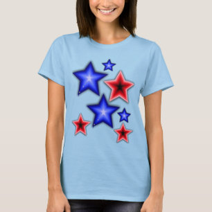 T-shirt Étoiles brillantes bleues et de rouge