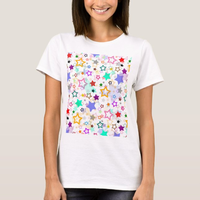 T-shirt Étoiles colorées blanches  (Devant)