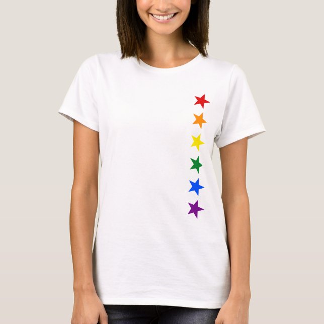 T-shirt ÉTOILES DE DRAPEAU D'ARC-EN-CIEL + vos idées (Devant)