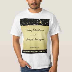T-shirt Etoiles de Noël brillantes or, pattes sur or et no