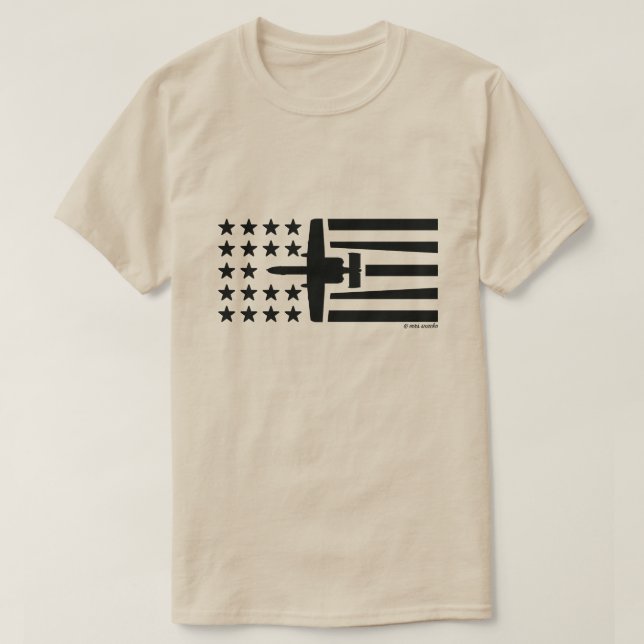 T-shirt Étoiles et rayures A-10 - Noir (Design devant)