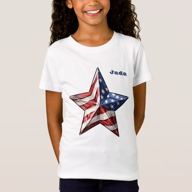 T-Shirt "Étoiles et rayures" Étoile en forme de nom fille (Devant)