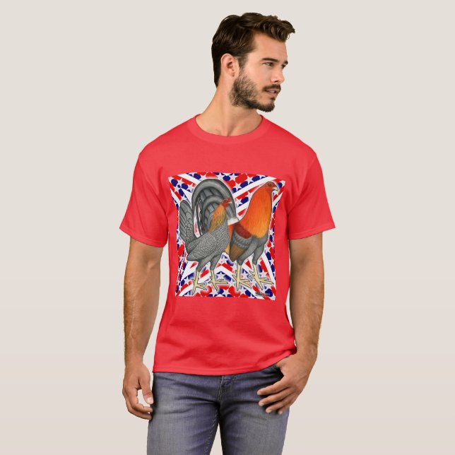 T-shirt Étoiles et rayures Gamefowl (Devant entier)