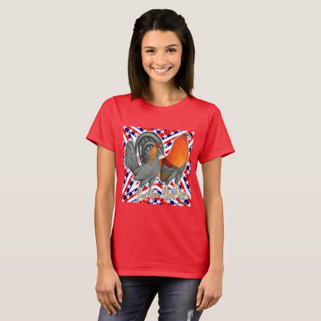 T-shirt Étoiles et rayures Gamefowl (Devant entier)