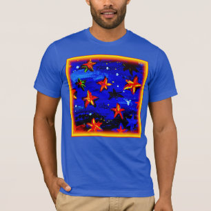T-shirt Étoiles Orange De Couleur Lumineuse. Commandez dès