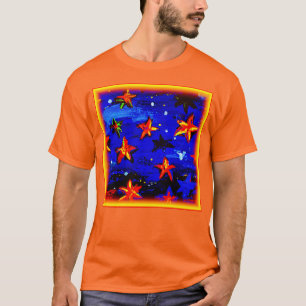 T-shirt Étoiles Orange De Couleur Lumineuse. Commandez dès