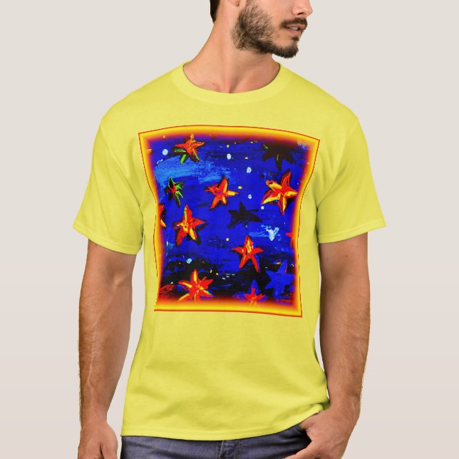 T-shirt Étoiles Orange De Couleur Lumineuse. Commandez dès (Devant)