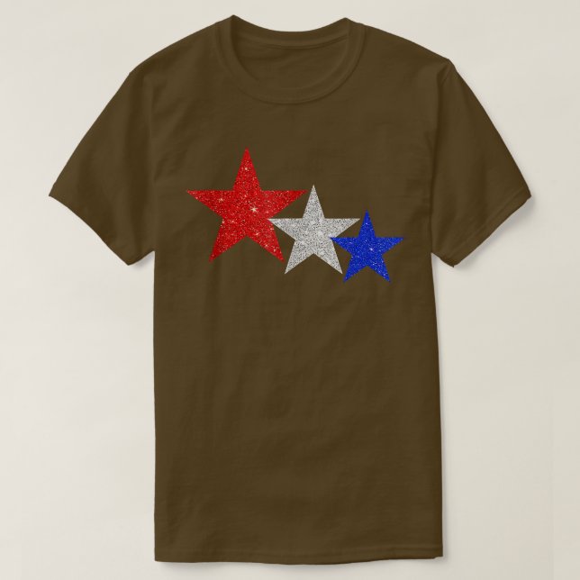 T-shirt Étoiles patriotiques Étincelles Rouge Blanc Bleu B (Design devant)