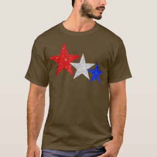 T-shirt Étoiles patriotiques Étincelles Rouge Blanc Bleu B