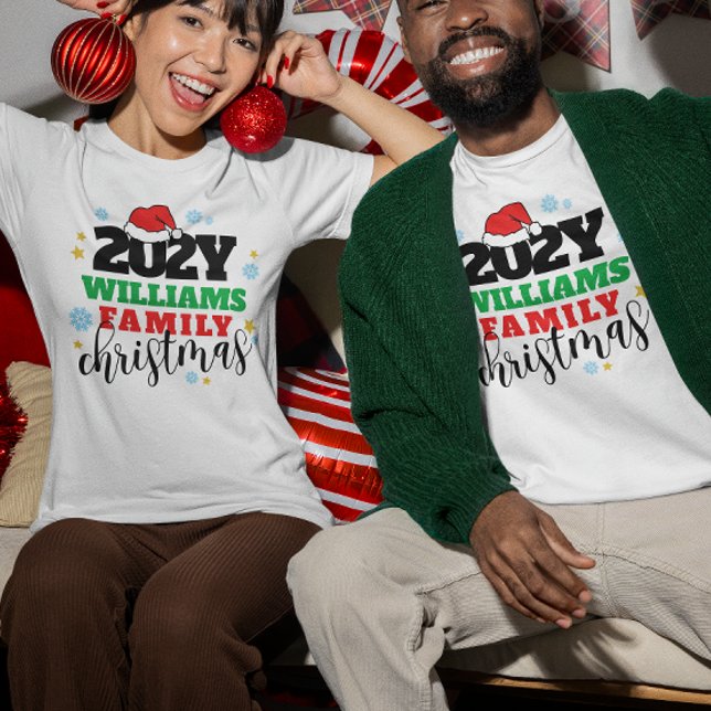 T-shirt Étoiles Snowflakes Santa Hat Année Noël en famille (Créateur téléchargé)