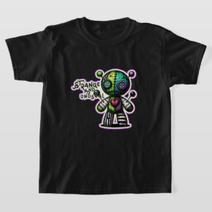 T-shirt Étrange et inhabituel ours voodoo cœur violet vert