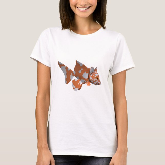 T-shirt Étrange poisson tacheté blanc-orange (Devant)