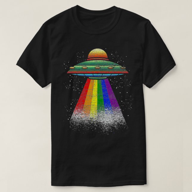 T-shirt Etraterrestrial Rainbow Flag UFO LGBT Pride Sci Fi (Design devant)