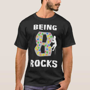 T-shirt Etre 8 Ans Roches Funny Rock Climber Birthda