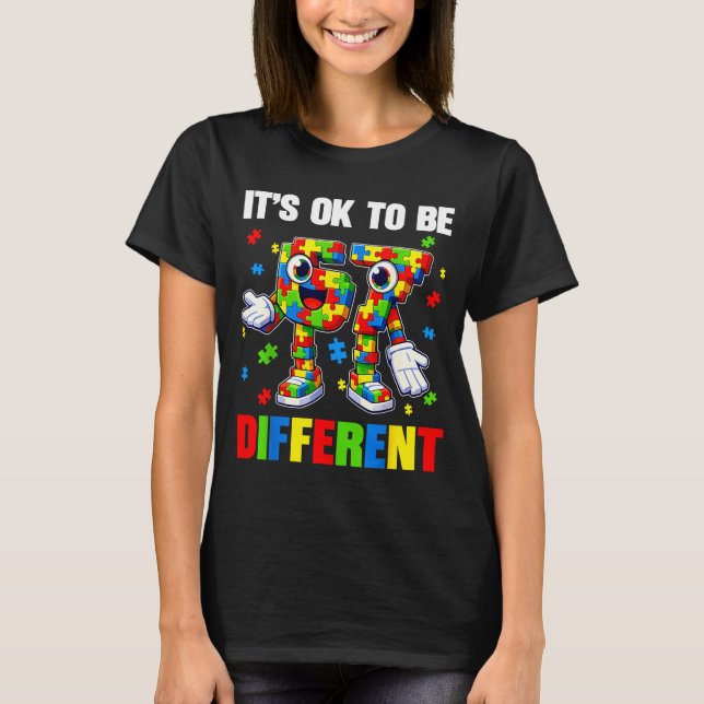 T-shirt Être différent 67 six sept puzzle autisme (Devant)