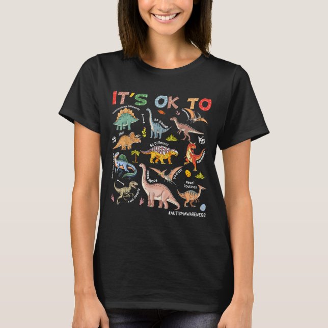 T-shirt être différent Autisme Dinosaure Sensibilisation à (Devant)