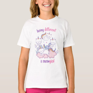 T-shirt Être différent est miauleux Licorne chat drôle