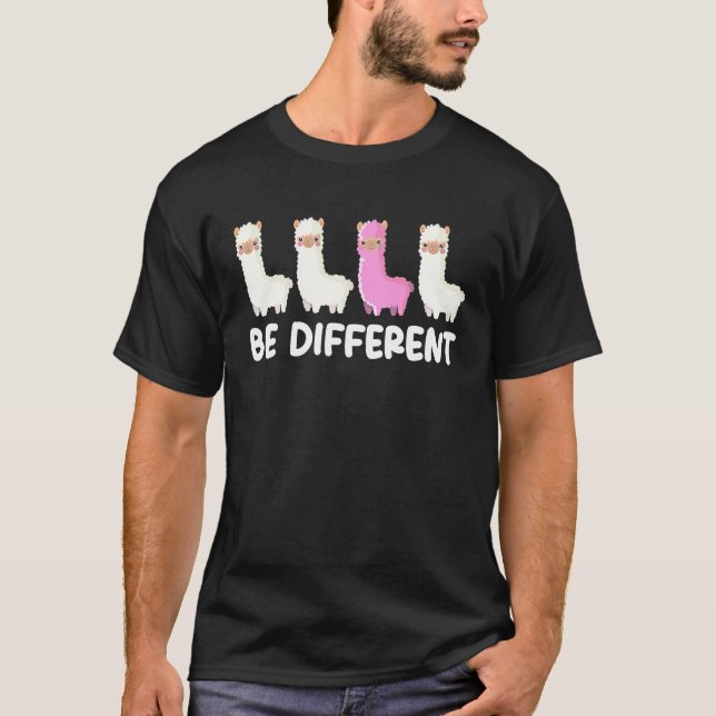 T-shirt être différent pour une sensibilisation Llama auti (Devant)