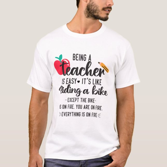 T-shirt Etre enseignant est facile c'est comme faire du vé (Devant)