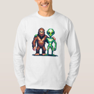 T-shirt Être extraterrestre alien et Pixel Art Bigfoot