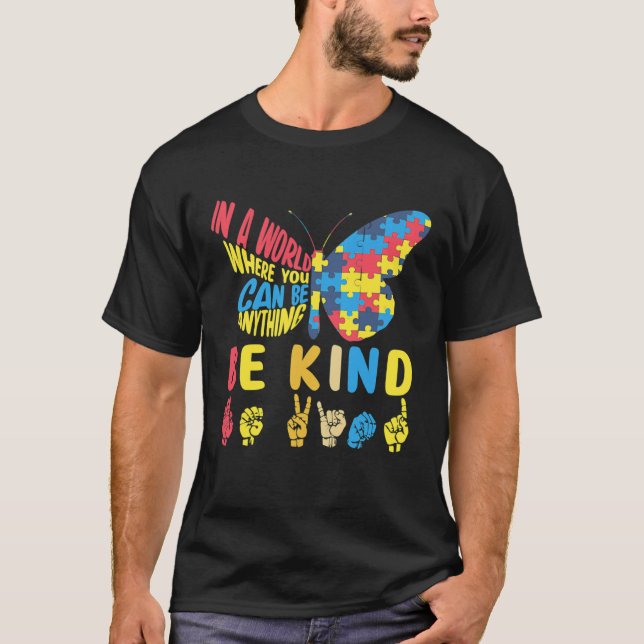 T-shirt Être Genre Puzzle Signer Langue Main Parler Autism (Devant)
