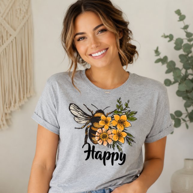T-shirt Être Heureux Abeille (Créateur téléchargé)