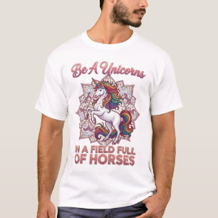 T-shirt Être Licornes Champ Plein Chevaux Arc-en-Ciel Lico