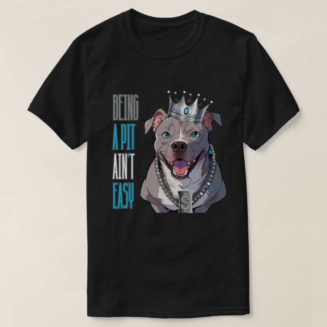 T-shirt Être un chien (Pimp) n'est pas facile Pitbull drôl (Design devant)