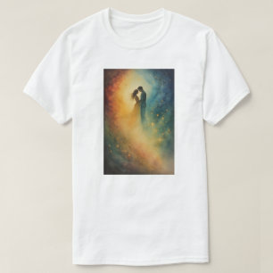 T-shirt Étreinte céleste Art aquarelle, Couple