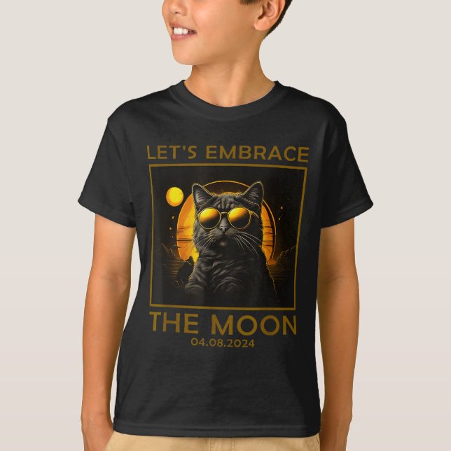 T-shirt Étreinte de la éclipse solaire totale de chat mign (Devant)