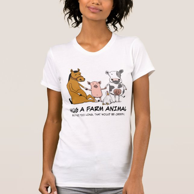 T-shirt Étreinte mignonne et drôle un animal de ferme (Devant)