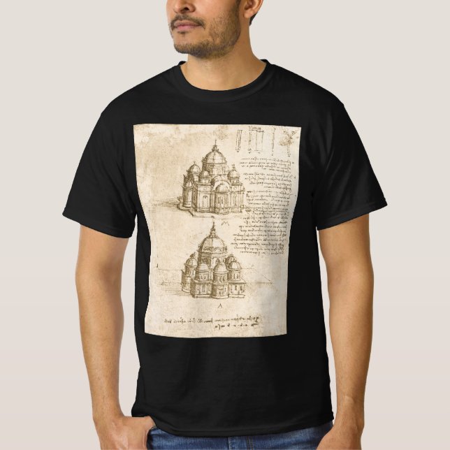 T-shirt Étude de cathédrale architecturale de Léonard de V (Devant)