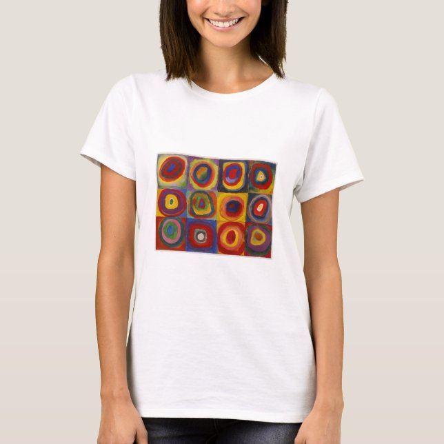 T-shirt Étude de couleur : Carrés avec cercles concentrés (Devant)