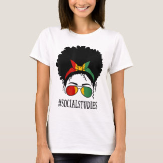 T-shirt Études sociales Femmes africaines Messy Bun Black 