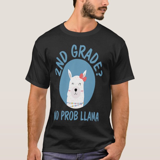T-shirt Étudiant De 2E Année Llama Retourner À L'École (Devant)