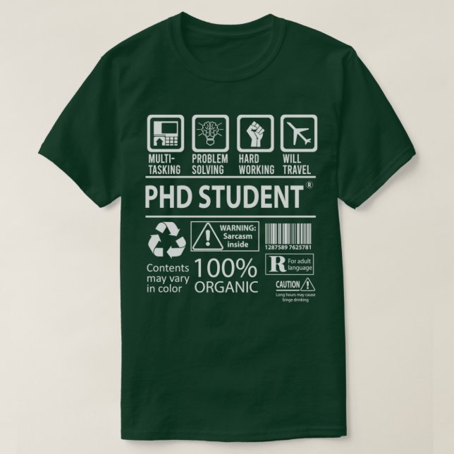 T-shirt Étudiant en doctorat 6 (Design devant)