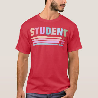 T-shirt Étudiant Manger Dormir Étudier Répéter drôle