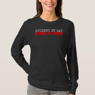 T-shirt Étudiant Par Jeu De Jour Par Mème De Nuit Pour Les