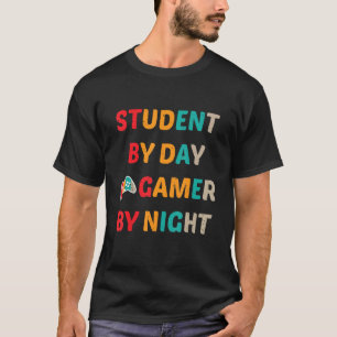 T-shirt étudiant par joueur de jour par jeu de nuit pour l
