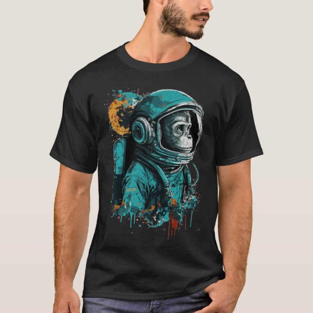 T-shirt Étudiant scientifique de l'astronaute singe de l'e (Devant)