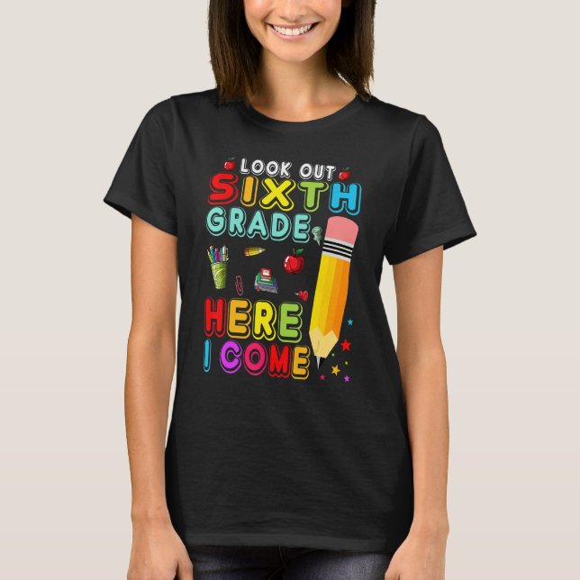 T-shirt Étudiante de 6e année Crayon enseignant (Devant)