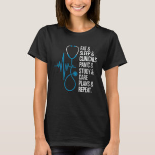 T-shirt Étudiante en soins infirmiers Manger Dormir Cliniq