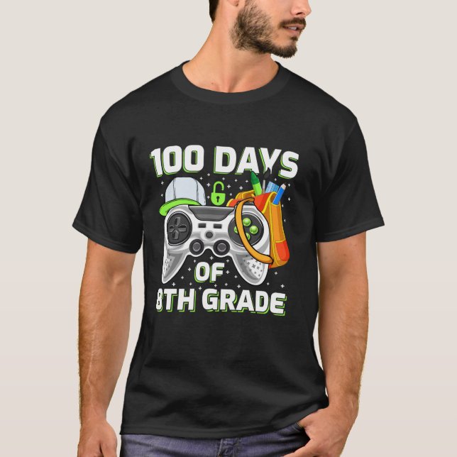 T-shirt Étudiants Vidéo Gamer Enseignants 100 Jours D'Écol (Devant)